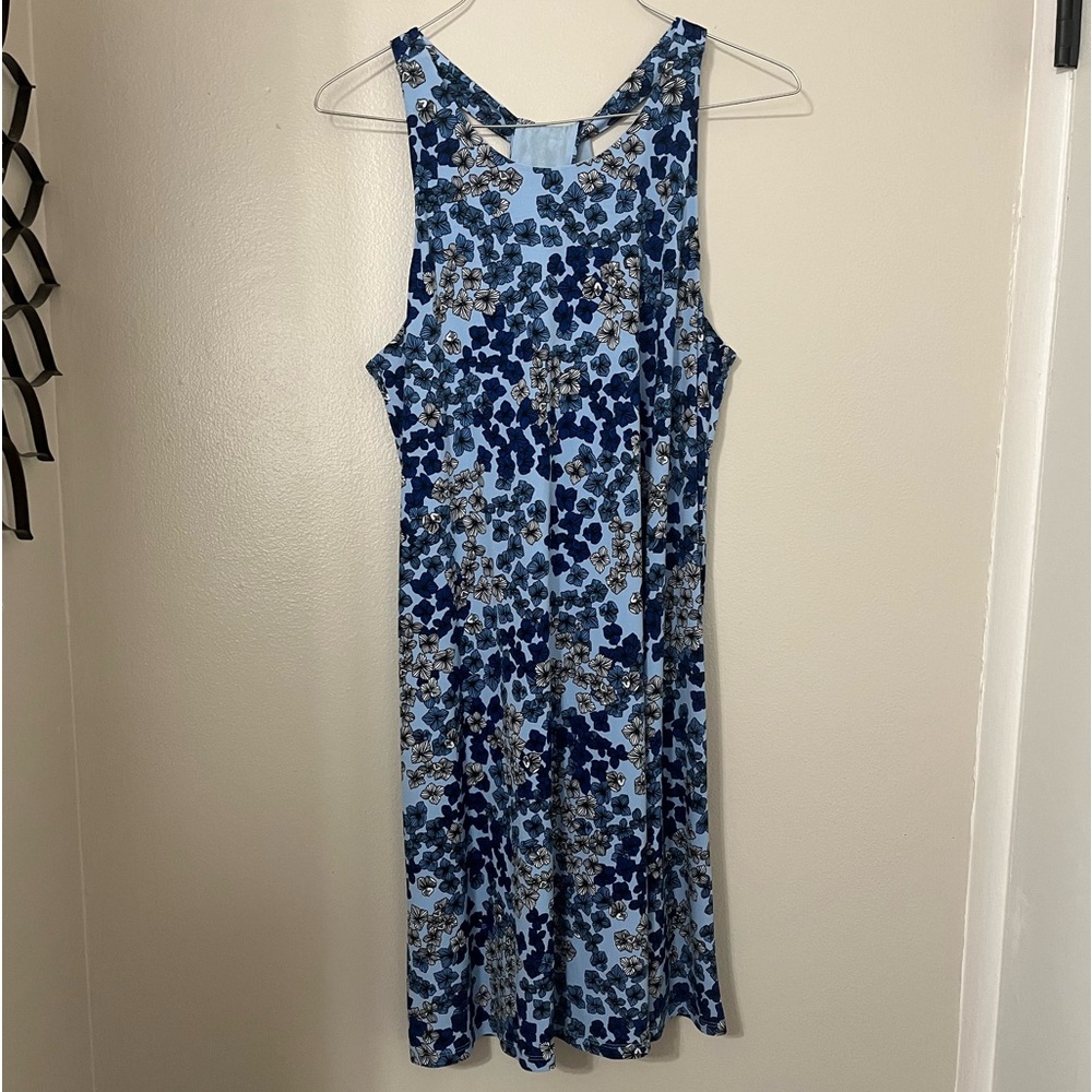 Cece | Blue and White Floral Dress with Built-in Slip/Lining